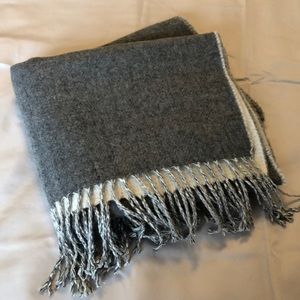 Fuzzy Warm Blanket Scarf, Reversible Grey & White